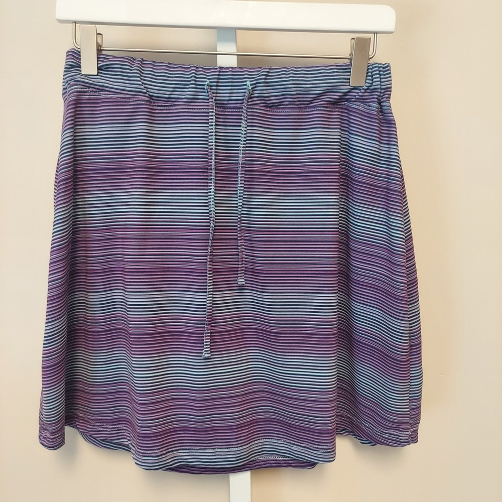 Tehama Womens Purple Blue Striped Active Skirt Size M Athletic Golf Tennis